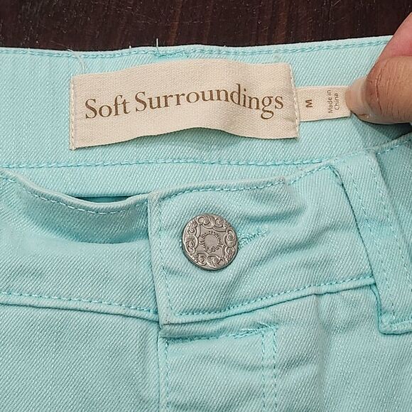 Soft Surroundings Stretch High Rise Bermuda Shorts Blue Denim Women's Sz M - Picture 5 of 10